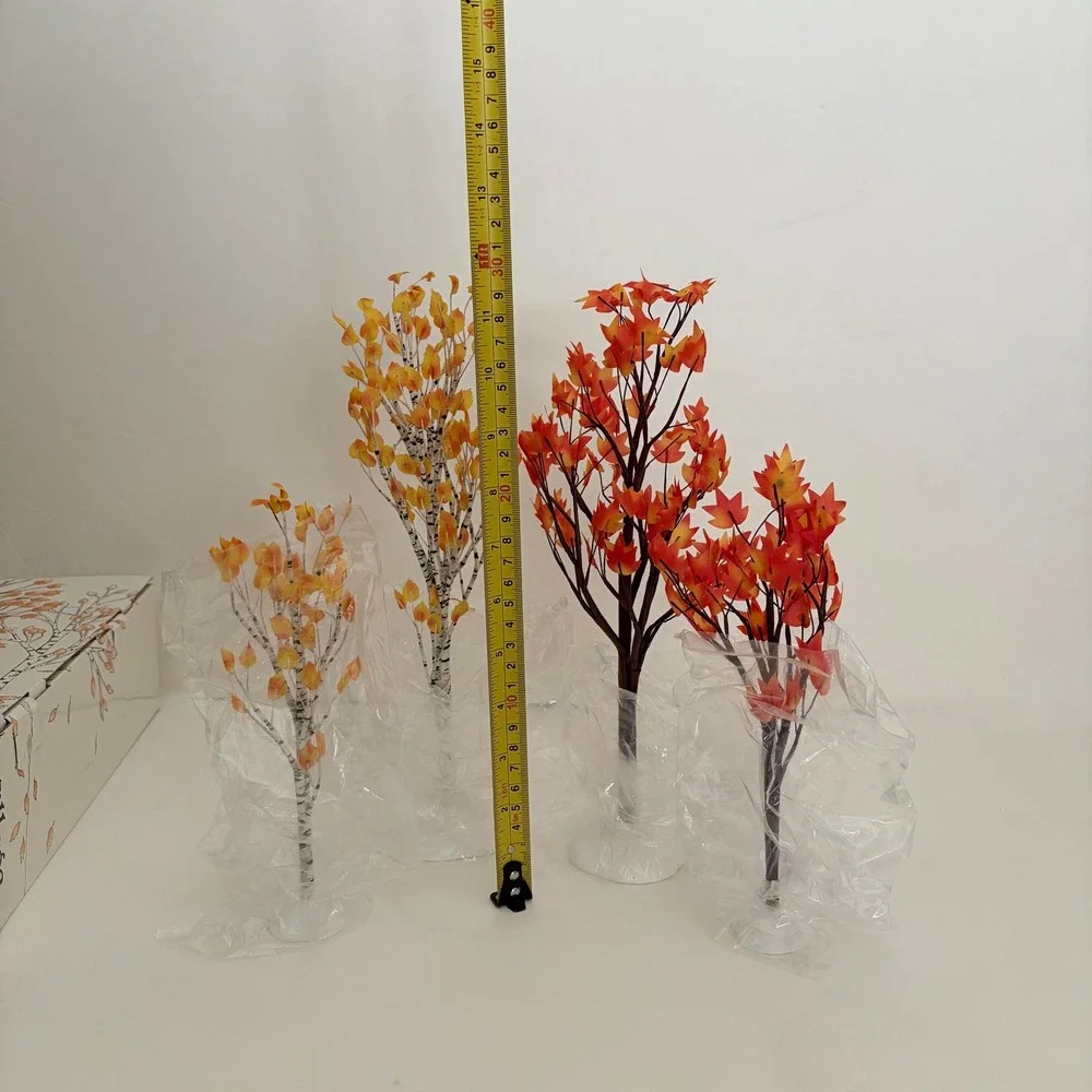 NEW!! Vintage DEPARTMENT 56 Halloween Village Autumn Maple Birch Trees Set 4 Box